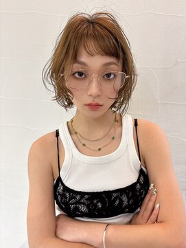 メゾンアクア 表参道(Maison ACQUA) ミディアムパーマデジタルパーマボブパーマチェリーブラウン前髪