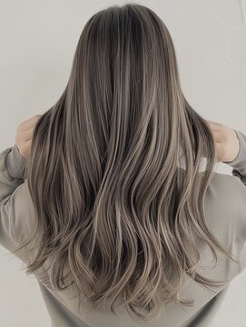 ネックス 表参道本店(nex) デザインカラーレイヤーカットウェットヘアオリーブベージュ白髪