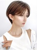 say.ショートボブ耳掛けショートローズブラウンイメチェン