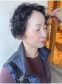 【morio原宿】黒髪くるくるパーマ　刈り上げボブ　前髪なし