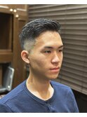 ナチュラルフェード　メンズ七三分け