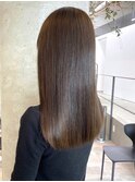 カーキブラウン 艶髪ロング 髪質改善 ストレートヘア