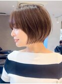 大人美人ショート/ショートヘア/白髪ぼかしハイライト/30代40代