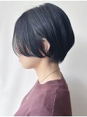 【morio原宿】ショートヘア　サイドバング　黒髪　前髪無し