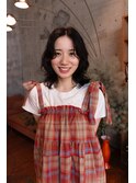 夏の顔周りレイヤーミディアムパーマ