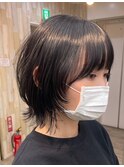 【HIKARU】艶髪と透明感カラー！グレージュ×ミニウルフボブ