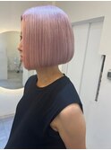 ピンク_前髪マチルダボブピンクベージュ