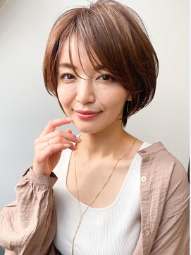 ソア 渋谷(soar) 30代40代50代ハンサムショートパーマ/ボブルフ/ショコラベージュ