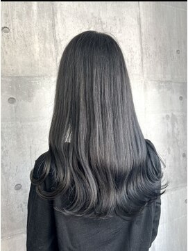 スターズ 柏(STARS) ネイビーブルー 美髪 ロング ブリーチなしカラー