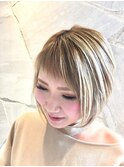 ハイライト#プラチナベージュ#ボブ