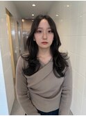 レイヤーカット/顔まわりカット/グレージュカラー
