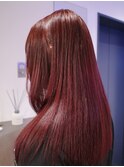 赤髪 ワインレッド ボルドー ブリーチなし レイヤー 顔まわり