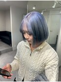 17121ネイビーブルーシルバーハイトーンショートレイヤー