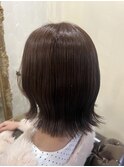 ミディアムヘア/くびれボブ/ブラウンカラー