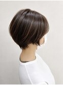 大人可愛いショートボブ襟足シャギー夏カラー◎透明感小顔カット