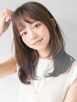 レイヤー前髪小顔カット薄めバングマロンベージュ//