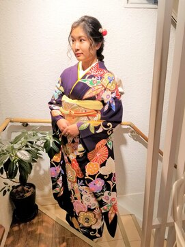 矢島美容室 荻窪店 卒業式編みおろしヘア