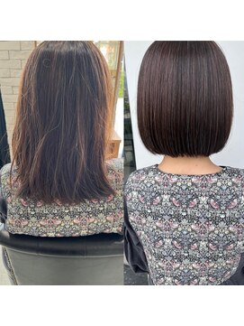 マッシュアンドマッシュアヴェダ ららぽーと福岡店(mash&mash AVEDA) 拡がりが気になる方に・高濃度水素ケアカラー・ボブ