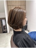 三軒茶屋_レディース_ミディアム_ボブ_大人_ブラウン_ナチュラル