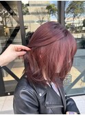 ブリーチなしWカラー ピンクレッド