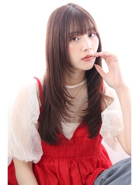 マルシェ(marche) 20代30代40代 うるつやロングレイヤーぱっつん前髪