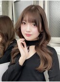 重めバング/お顔まわりカット/ダークブラウンカラー上野