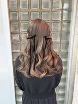 大人気20代30代◎結婚式卒業式ハーフアップアレンジリボンセット