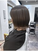 切りっぱなし外ハネボブ/ボブ/髪質改善カラー/オリーブベージュ