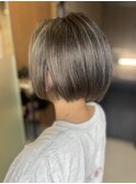 チャコールグレーの髪質改善ボブ×艶ストレート