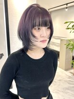 ヴィア 京都烏丸(Via)&nbsp;エンドカラー/ピンクラベンダー/ポイントブラック/ウルフカット