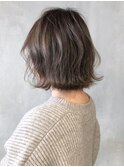 ミルクティーベージュボブ_外ハネボブアッシュブラウン_ba261902