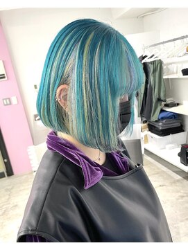 ディーカヘアーセンダイ(Di KA HAIR sendai) ユニコーンカラー/切りっぱなしボブ/インナーカラー