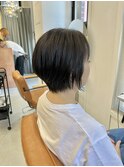 ショートボブ×白髪ぼかしハイライト×髪質改善カラー