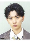 韓国ヘアカルマパーマカルマバングセンターパート黒髪ウルフ