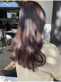 ケアブリーチラベンダーグレージュ顔周りレイヤーカット韓国ヘア