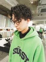 メンズパーマミディアムマッシュスパイラルパーマ