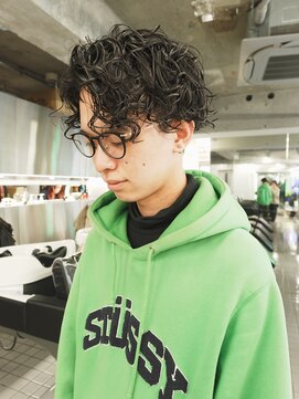 レコ 渋谷(LECO) メンズパーマミディアムマッシュスパイラルパーマ
