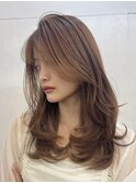 くびれ アプリコットオレンジ 夏のヘアアレンジハイライトカラー
