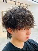 韓国シャドウパーマ/スパイキーショート/ブルーブラック/津田沼
