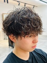 フォンド 津田沼(fond.)&nbsp;韓国シャドウパーマ/スパイキーショート/ブルーブラック/津田沼