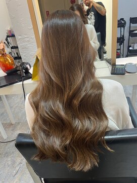 ブレンド 渋谷(BLend) ハイライトカラーくびれヘアアプリコットオレンジ