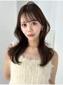 顔周りカット ブラウンベージュ レイヤーカット 韓国ヘア 20代