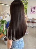 ストレートロング×ダークブラウン20代30代40代大人可愛いロング