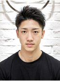 好印象ツーブロックアップバングビジネスショート眉毛カット