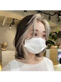 インナーカラーフェイスフレーミングミディアムヘアベージュ