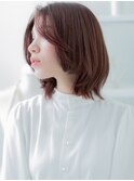 センターパートピンクレッド小顔こなれヘアa越谷20代30代40代