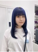 黒髪/前髪パーマ/グレーベージュ/レイヤーロング/ダブルカラー