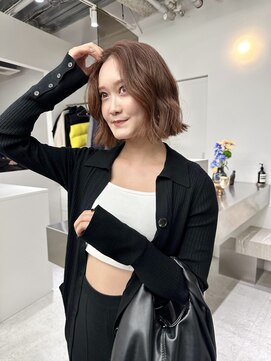 ステン(sten) 切りっぱなしニュアンスボブ巻きブラウンべーじゅ