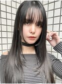 レイヤーカット/ロングウルフ/アッシュグレー