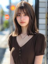 ムウ 難波(MOU)&nbsp;こなれミディくびれヘアアプリコットオレンジ20代30代40代50代